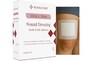 EZY-AID 25pk - 10cm x 10cm DermaStrip Sterile, Large Adhesive Wound Dressings, Cushioned Protective pad, Individually Wrapped 25 per Pack
