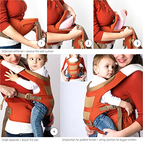 Emma & Noah Babytrage, ergonomisch abgestimmt für Kind und Eltern (empfohlen von 6 bis 36 Monate, zugelassen für 3,6 bis 15 kg), ideal als Kindertrage, Baby Tragegurt, Baby Rucksack, Baby Carrier, Kindertragerucksack - 5