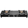 Sunflame Crystal 2 Burner Gas Stove | Wide Body Design | 1 Medium and 1 Small Brass Burners | 2 Years Product Coverage by Sunflame | Manual Ignition | Heavy Duty Pan Support | PAN India Presence