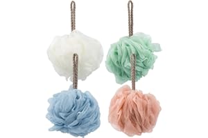 4er Pack, Bath Loofah Badeschwamm, SourceTon Extra Large Mesh Pouf, Puff Scrubber (Rot, Gelb, Blau und Grün) für Bad, Dusche
