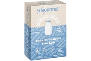 Yogourmet - Ferments Kefir (6 Sachets = 6 Litres) - Faites du kéfir à la maison - Naturel, sans gluten, casher, halal