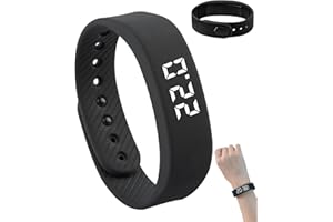 Ninnyi Pedometer Watch, Waterproof Silent Vibration Wake Up Digital Fitness Watch with Adjustable Strap for Running Hiking