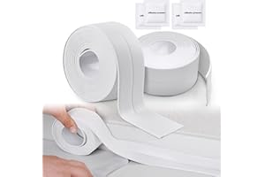 GOCUODE 2 Rouleaux Bande Etancheite Autocollante,Ruban Étanchéité Imperméable pour Douche,Évier de Cuisine,Toilettes,Salle de Bains (blanche)