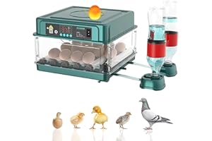 KISABAER Incubadora automática, 10/15 piezas, incubadora automática con rotación automática y regulación de temperatura, adecuada para huevos para incubar, huevos de codorniz, huevos de ganso, huevos de pato