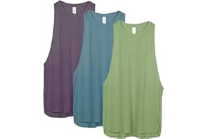 icyzone Canotta Donna Sportiva Senza Schienale Lunga,Traspirante e Sciolto T-Shirt per Fitness Yoga Corsa (Pacco da 3)