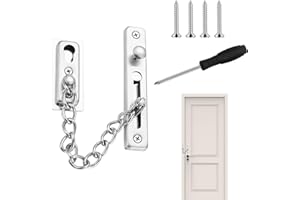 KINETICKRAFT Chaîne de Porte en Acier Inoxydable 304, Chaîne de Sécurité de Porte, avec Vis, Serrure de Sécurité de Chaîne de Porte, Chaine de Porte d Entree, pour la Maison, l'Hôtel, les Portes et Fenêtres