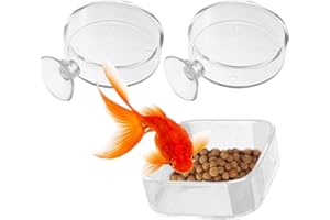 GGUFAY Glas Aquarium Fressnäpfe Futterschale für Garnelen im Aquarium, 1 Stück Platz Glas Futternapf (60mm), 2 Stück Runden Fisch Fressnäpfe mit Absaugung (65mm)