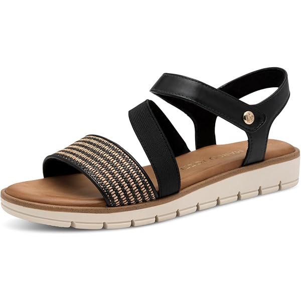 MARCO TOZZI Damen Sandalen Aus Leder – Flach Mit Klettverschluss & Weicher Feel-me-Sohle