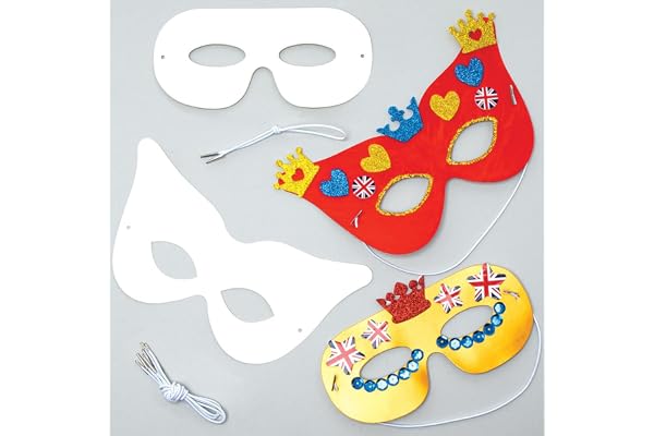 Baker Ross Masques à personnaliser (lot de 12) - Matériel créatif pour enfants et adultes, Blanc, Assorted
