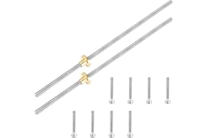 WPARHUS T8 Tornillo de Plomo 2 Piezas 3D T8 de 300 mm y 8 mm para impresora 3D, Rosca T8 de Acero Inoxidable con Tuerca por Resorte Antirretroceso Varilla Roscada T8 para la Fresadora de la Impresora 3D