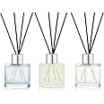 DIUFJAG Set of 3 Fragrance Reed Diffusers,50ml Lavender Jasmine Lemongrass Aromatherapy Diffuser Set with 12 Black Fiber Sticks,Air Freshener for Bedroom Bathroom Office