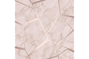 Fine Decor Fractal Geometric Marble Wallpaper Rose Gold FD42264