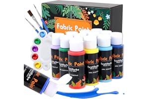 Fmtasx Stoffmalfarben Textilfarben Waschfest | Set aus 12 x 60ml Textilfarbe Waschmaschinenfest | Stofffarben Für T-Shirt, Jeans und allen Textilien