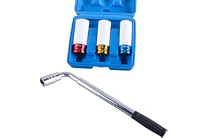 GIVIHGETI Teleskop Radmutternschlüssel Ausziehbar inklusive 3tlg Kraft Schoneinsatz, 1/2 Alufelgen Schonnüsse Set,17mm 19mm 21mm Steckschlüsselsatz Radmuttern, passend für alle gängigen Fahrzeuge