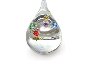 THORNESS TEAR DROP shaped GALILEO THERMOMETER with five floating globes | measures temperatures from 18 degrees Centigrade to 24 degrees | also in Fahrenheit | Weather station | indoor room thermometer
