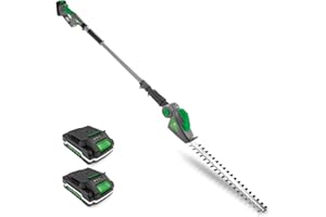 Gracious Gardens Cordless Hedge Trimmer Long Reach 18V Lithium-Ion, 2.4m Telescopic Hedge Trimmer Cordless Hedge Cutter with 2x Batteries, Shoulder Strap and Charger Included