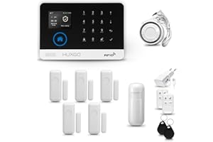 HUXGO® HXA003 Alarmas para casa hogar WiFi + gsm 4G LTE con Sirena | Kit Alarma inalámbrico con 1x Sensor de Movimiento, 5X alarmas de Puerta/Ventana | Alarma Tuya Smart Life