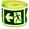 Being Safe - Glow Night Tape - Left Arrow Running Man Symbol - Clear Direction Of Emergency - Use for Fire Exit -(50mm X 5mtr)