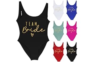 Topgrowth Accessorio Costume da Bagno Intero da Donna con Scollo a V Sposa Stampa Team Bride Bikini Bride Costumi da Bagno Donna Intero Modellante Costume Nuoto Backless Bather Beachwear