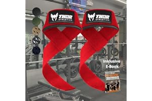 THOR ATHLETICS Sangle de Tirage Musculation, Sangles de Levage pour Entraînement de Force & Powerlifting - Lifting Straps - Pour Hommes et Femmes avec E-Book - Boucles de Poignet pour Salle de Sport