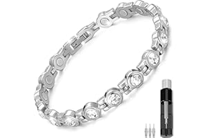 HERDEAR Magnetarmband für Damen Titanstahl Magnetisches Armband mit Entfernungswerkzeug Kristall Titan Armreif für Damen Herren Frauen Geburtstag Jubiläum Schmuck Geschenk, Verstellbare Größe