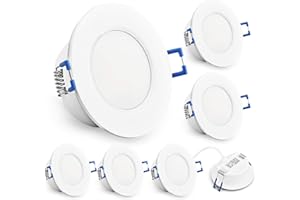 KYOTECH LED Encastrable Plafonnier Lot de 6,6W 230V blanc chaud 3000K 500 Lumen,extra plat encastré lampe plafonnier plat,Etanche,IP44 pour salle de bain, cuisine, chambre, etc (Blanc, Ronde)