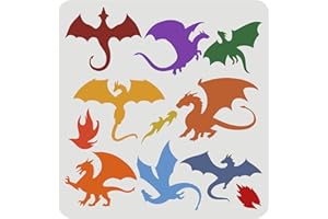 FINGERINSPIRE Drachen Schablone 30x30cm Drachen Zeichnungs Malschablonen Fliegende Drachen Schablonen Drachen mit Flügeln Schablone zum Malen auf Holz, Boden, Wand, Heimwerkerdekoration