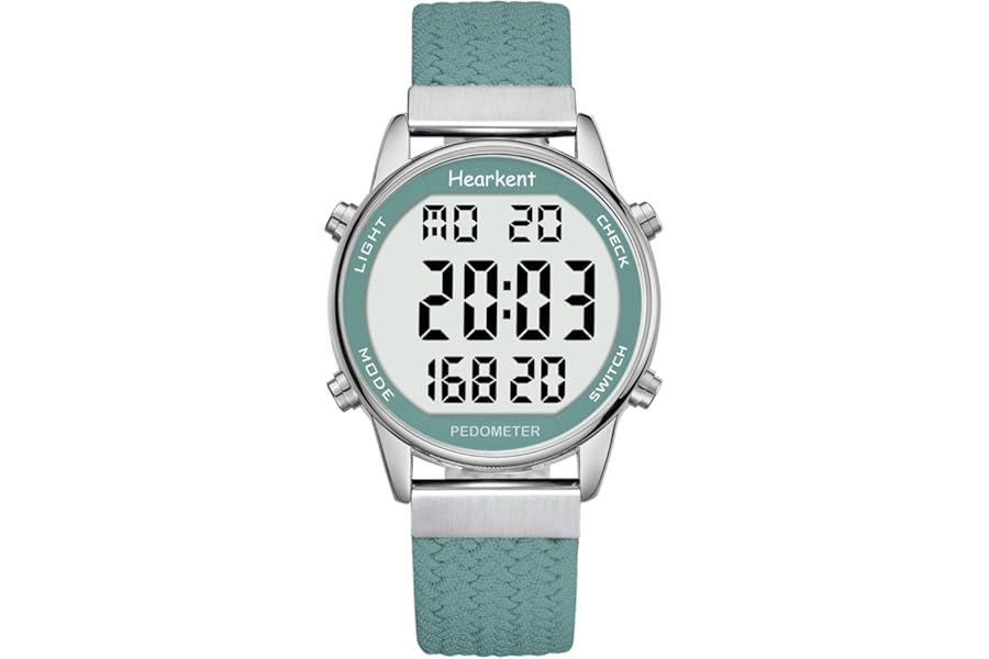 Hearkent Pedometer Watch for Women, Step Tracker with Calories Counter, Non Bluetooth, 30M Waterproof, LCD Large Number Display Wrist Watch for Walking and Daily Activity