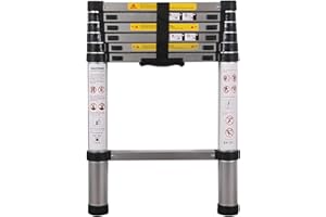 SINZUX Teleskopleiter 2 m, Dachbodenleiter aus Aluminium, ausziehbar, maximale Belastung 150 kg, verstellbare Stufe, zum Dekorieren, Malen