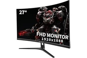 CRUA 27 Inch 180HZ/200HZ Curved Gaming Monitor, Full HD 1080P 1800R Frameless Computer Monitor, 1ms GTG with FreeSync, Low Motion Blur, Eye Care, VESA, DisplayPort, HDMI, Black