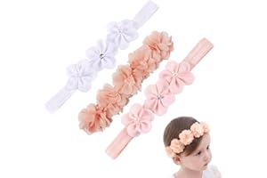CMUYKIBU 3 Stück Kids Turban Haarband,Baby Haarband Kopfband,Baby Schmuck Blumen Stirnband,Blumen-Stirnband mit Ripsband,Babyzubehör Haarschmuck geeignet für Geschenke und Partys