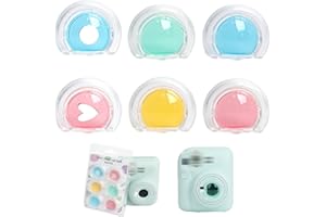FOSDICK 6 szt. Zestaw filtrów obiektywu do Fujifilm Instax Mini 12, filtry obiektywów do aparatów błyskawicznych, filtr kolorów kamery, niebieski czerwony zielony pomarańczowy, z okrągłym wzorem serca