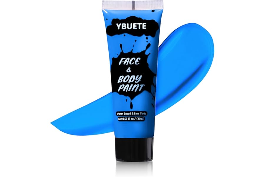 YBUETE Blue Face Body Paint, Professional Paint for Halloween Cosplay Costume Party, Full-coverage Multi-Color Cream Makeup Blendable Body Painting for Adults Halloween Cosplay SFX Makeup Paint