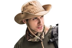 WANYIG UPF 50 + Sonnenhut Herren UV Schutz Fischerhut Safari Hut Faltbar Sommer Wasserdicht Outdoor BuschhutWanderhut Gartenhut Boonie Hut