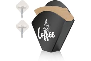 Kaffefilterhållare, kaffefilterhållare, förvaring med 2 krokar, kaffefilter i trä, filterpåsehållare för kaféer, barer, kök