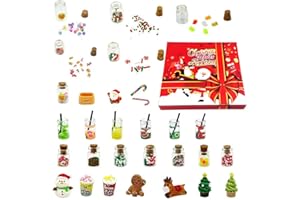 Mino Plus calendario adviento miniaturas 2025,Juguetes Comida y Bebida en Miniatura Set,Ideal para decorar una casa de muñecas navideña.