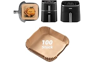 GADITIEK 100 Stück Airfryer Backpapier Zubehör für Heißluftfritteuse Cosori Turbo Tower Pro&Smart Airfryer 10,8L Double Stack,Baking Paper für COSORI Turboblaze Air Fryer CAF-DC601-KEU&CAF-DC112-ADE(6,5L&4,3L)