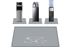 Water Dispenser Mat for Floor with Lip, 24'' x 16'', Grey | Silicone water cooler mat floor tray for bedrooms, kitchens, offices, bars, non-slip, leak-proof, easy to clean