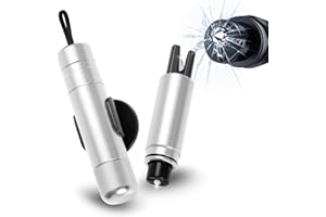 Sosayet Brise Vitre Coupe Ceinture - 2Pcs 2 en 1 Marteau de Sécurité de Voiture - Marteau Brise Vitre Voiture avec Socle - Voiture Coupe Ceinture Gadget (Argent)