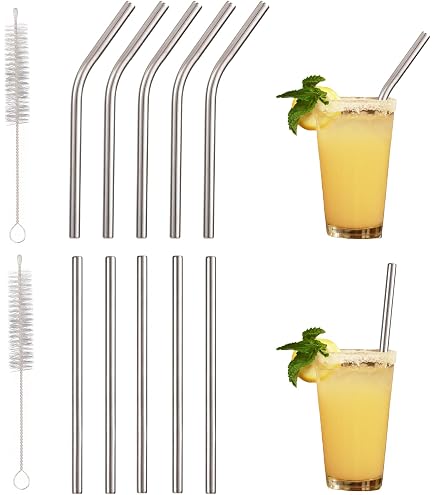 Cannucce Lunghe In Acciaio Set Di 12 Cannucce Riutilizzabili In Acciaio