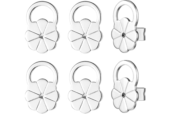 Aysatogc PCS Örhänge lyftare baktill, örhänge bakstycken för hängande öron justerbara anti-känsliga säkra stora örhängen stöd för tunga örhängen (silver), normal, Metall