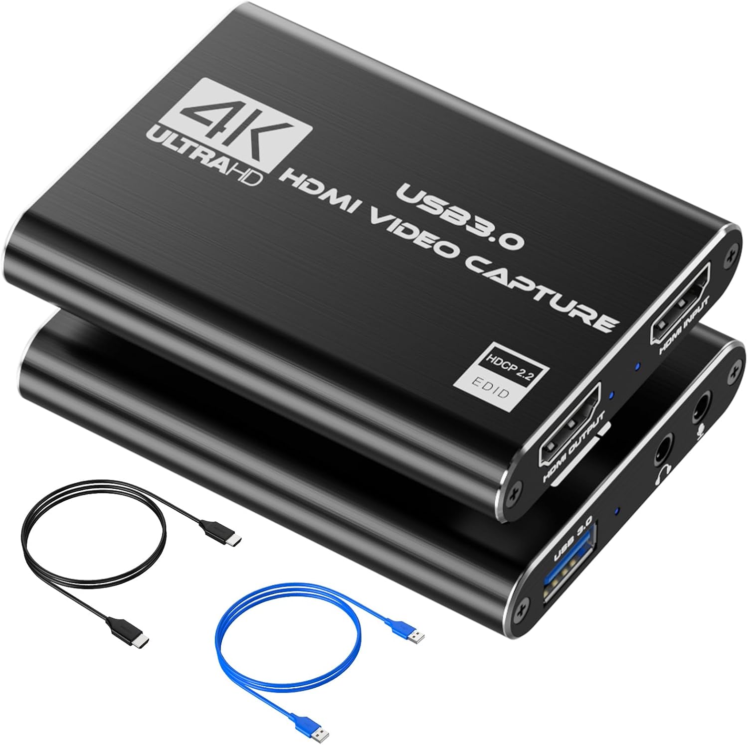 Video Capture Card, USB 3.0 Audio Video Capture Card, 4K HDMI Capture Card HDMI Loop-Out, 1080P 60FPS/2K 30FPS Video Game Capture for Streaming, Works for PS5/Switch/Camera/PC/OBS