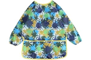 BLEEZM Bata Para Pintar Niños, Delantal Pintura Niño, Delantal Infantil, Bata Plastico Niños Pintura 2-8 Años, Bata Plastico Niños, Avental Pintura Criança, Bata Impermeable Niño