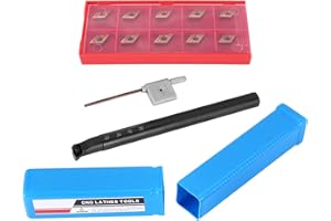 XIAOJUN 12PZ Dcmt0702 Inserti del Metallo Duro S12M-Sducr07 Alesatrice 150Mm con Chiave per Tornio Cnc Utensili per Tornitura Interna