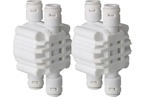 CESFONJER 2Pcs 1/4 inch 4 Way Auto Shut off Valve, 1/4" Tubo Rapido Collegare Raccordi Push per Impianto Ro Acqua Ad Osmosi Inversa Filtro Puro