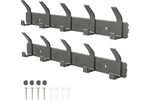 Sarsumir Perchero Pared Gris Perchero Puerta Con 5 Ganchos Para Colgar Abrigos, Sombreros, Ropa, Bufandas - 2 piezas