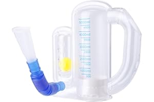 BOXOB Urządzenie Ćwiczeń Oddechowych do Płuc, Pomiar Objętości Wdechowej 5000ml Spirometr Motywacyjny dla Dorosłych ze Wskaźnikiem Przepływu Kulki do Inhalacji Oddychania Trenażer Płuc