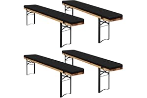 LUMAYCENS 4er-Pack bierzeltgarnitur auflage, Bierbankauflage gepolstert für Bierzeltgarnitur 220x25x3cm bierbank auflagen, XL Waschbare auflagen bierzeltgarnitur für Partyzeltgarnitur(schwarz, wasserdicht)