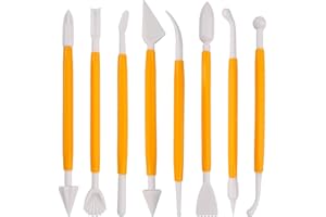 FOMGIIN 8 Piezas Herramientas de Decoración de Pasteles, Herramientas de Fondant de Gofrado, Utensilios para Modelar Pasteles, Modelado Fondant Escultura para Tartas Galletas Reposteria Pasteleria