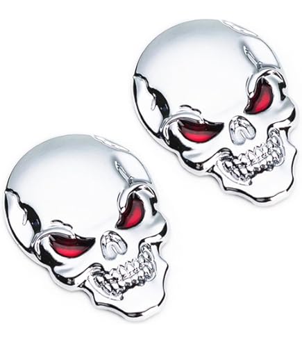 Adesivi Metallici Teschio 3D Per Auto E Moto - 2 Pezzi, 11x5cm, Argento - Foto 5
